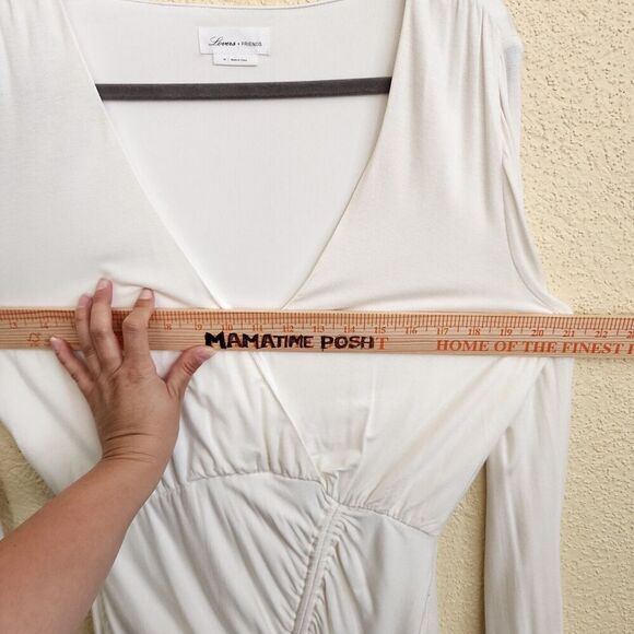 Lovers & Friends Jet Dress in White NWOT Size M Mini Long Sleeve Ruched Revolve - Picture 9 of 12